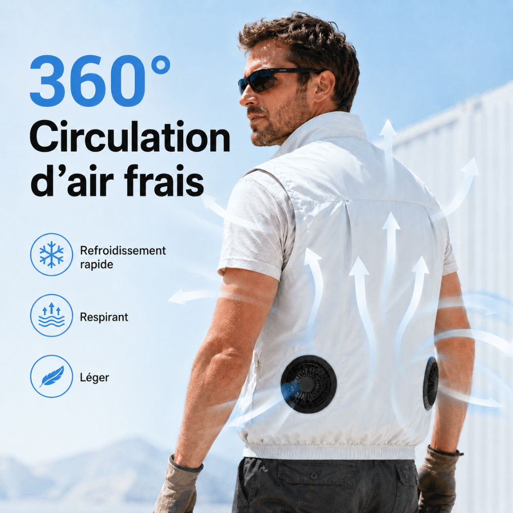 Gilet rafraîchissant avec double ventilateur USB