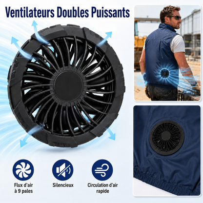 Gilet rafraîchissant avec double ventilateur USB