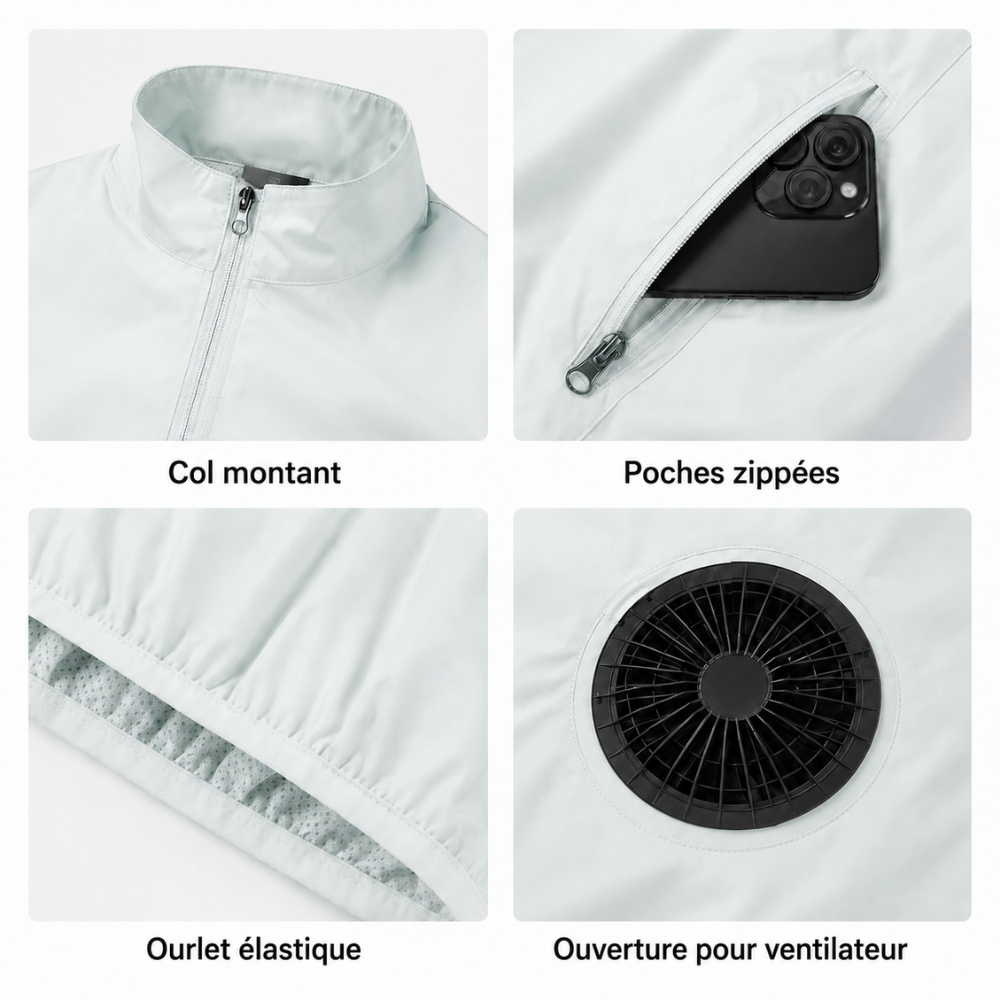 Gilet rafraîchissant avec double ventilateur USB