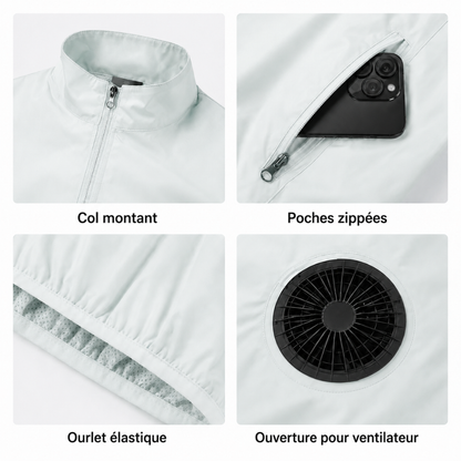 Gilet rafraîchissant avec double ventilateur USB